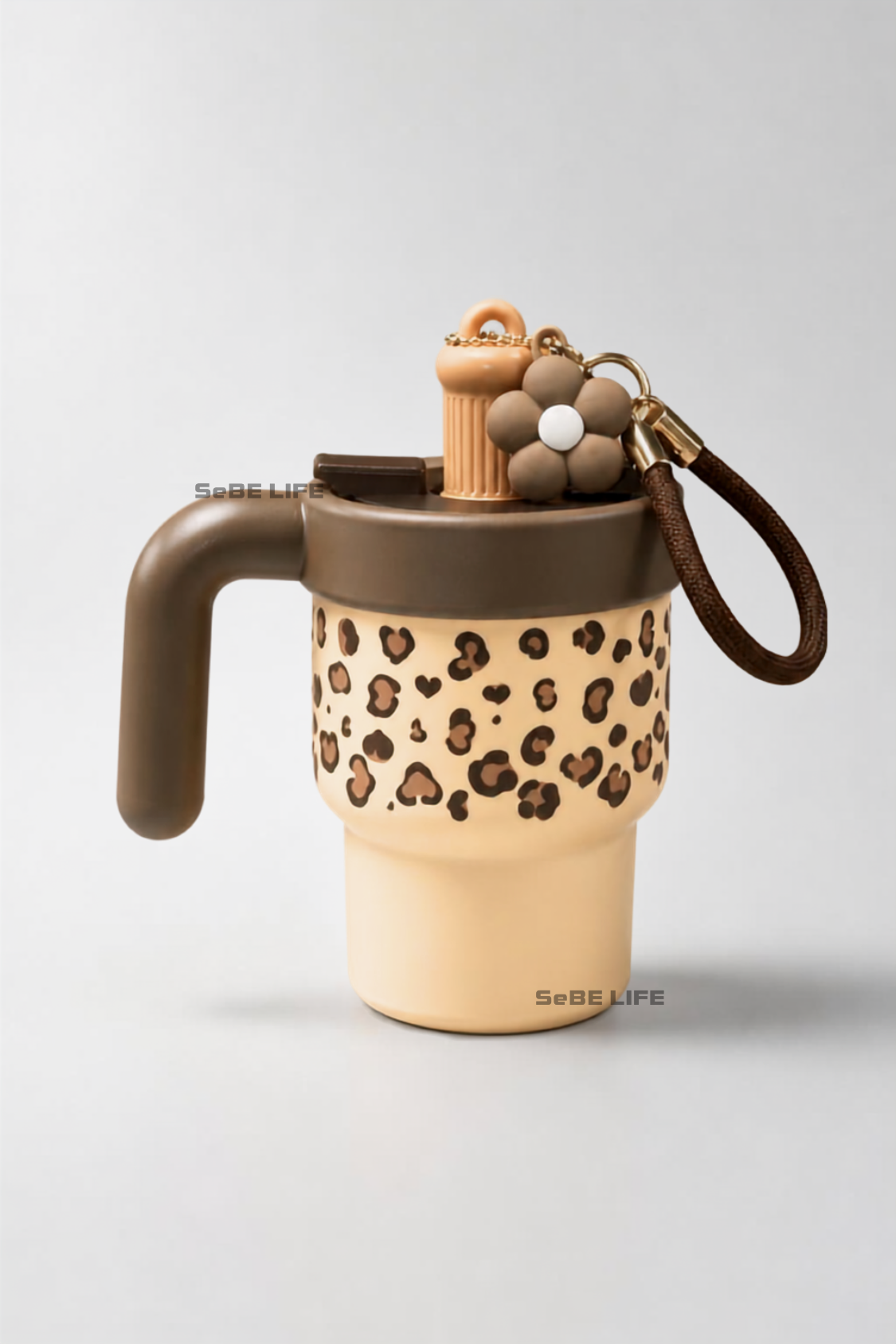 SeBE LIFE 600 mL Leopard-Print Water Bottle – Brown