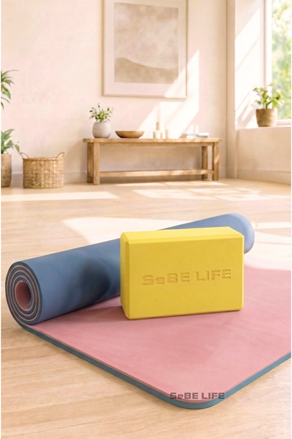 SeBE LIFE  TPE Pink&Blue Yoga Mat with one EVA Yoga Block