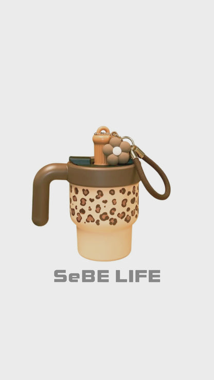 SeBE LIFE 600 mL Leopard-Print Water Bottle – Brown
