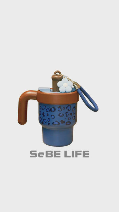 SeBE LIFE 600 mL Leopard-Print Water Bottle – Dark Blue